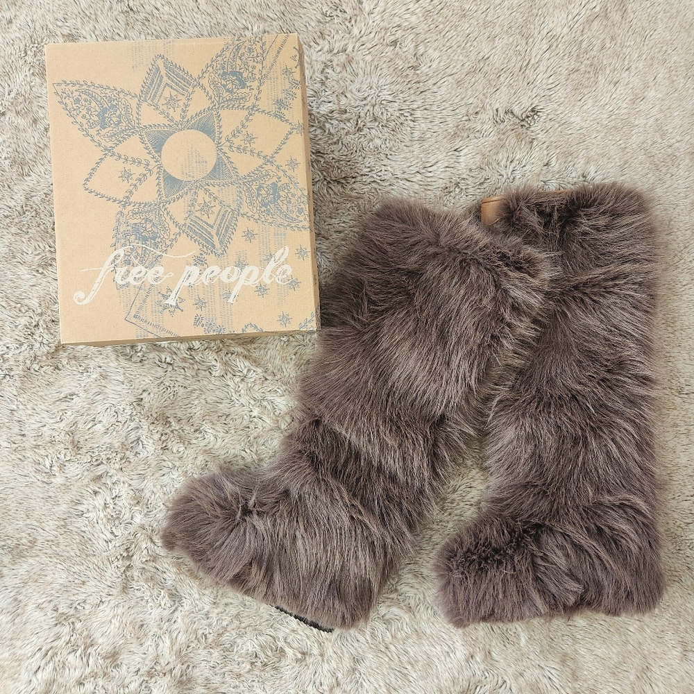 Free People Wild Thing Faux Fur Boots In Ash Brown Women's